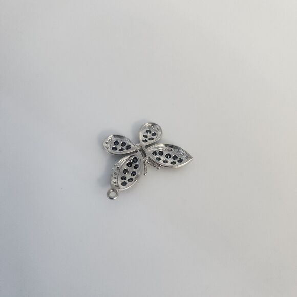 Beautiful 10k White Gold Sapphire And Diamond Pendant - Picture 7 of 9